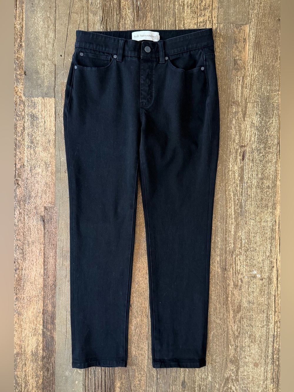 Soft Surroundings Slim-Leg Pull-On Black Denim Jeans Size PS
